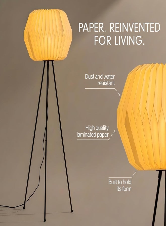 FIG Living Lifo Paper Floor Lamp for Living Room Decoration, Bedroom & Home Decor | 120 cm Tall Lamp | Origami-Inspired Lampshade | Knock-Down Tripod Stand (Bulb not Included) - Image 4