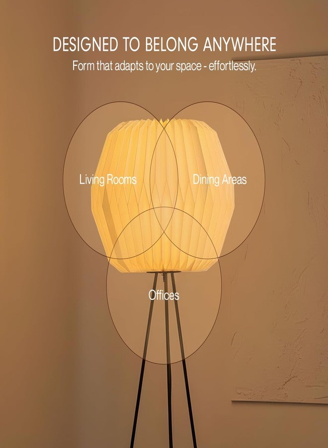 FIG Living Lifo Paper Floor Lamp for Living Room Decoration, Bedroom & Home Decor | 120 cm Tall Lamp | Origami-Inspired Lampshade | Knock-Down Tripod Stand (Bulb not Included) - Image 2