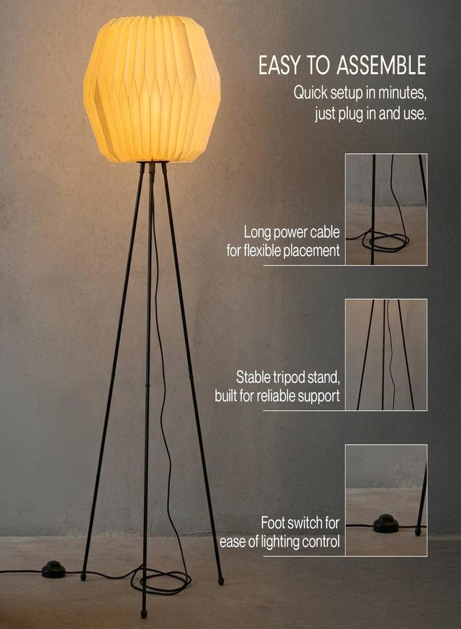 FIG Living Lifo Paper Floor Lamp for Living Room Decoration, Bedroom & Home Decor | 120 cm Tall Lamp | Origami-Inspired Lampshade | Knock-Down Tripod Stand (Bulb not Included) - Image 3