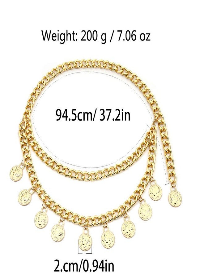 Jurxy Alloy Waist Chain Body Chain for Women Waist Belt Coin Tassel Pendant Belly Chain Adjustable Body Harness for Jeans Dresses - Gold Style 8 - Image 2