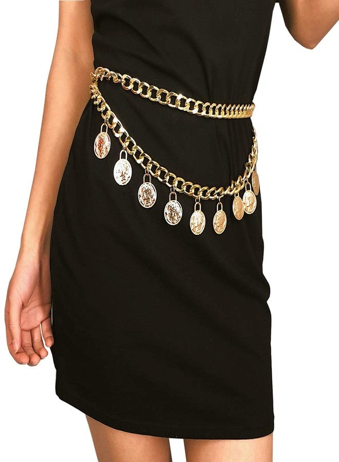 Jurxy Alloy Waist Chain Body Chain for Women Waist Belt Coin Tassel Pendant Belly Chain Adjustable Body Harness for Jeans Dresses - Gold Style 8 - Image 3