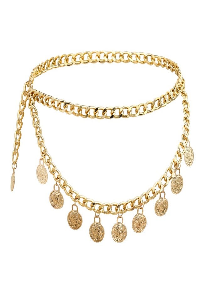 Jurxy Alloy Waist Chain Body Chain for Women Waist Belt Coin Tassel Pendant Belly Chain Adjustable Body Harness for Jeans Dresses - Gold Style 8 - Image 1