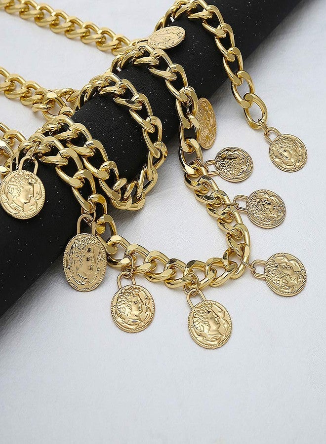 Jurxy Alloy Waist Chain Body Chain for Women Waist Belt Coin Tassel Pendant Belly Chain Adjustable Body Harness for Jeans Dresses - Gold Style 8 - Image 4