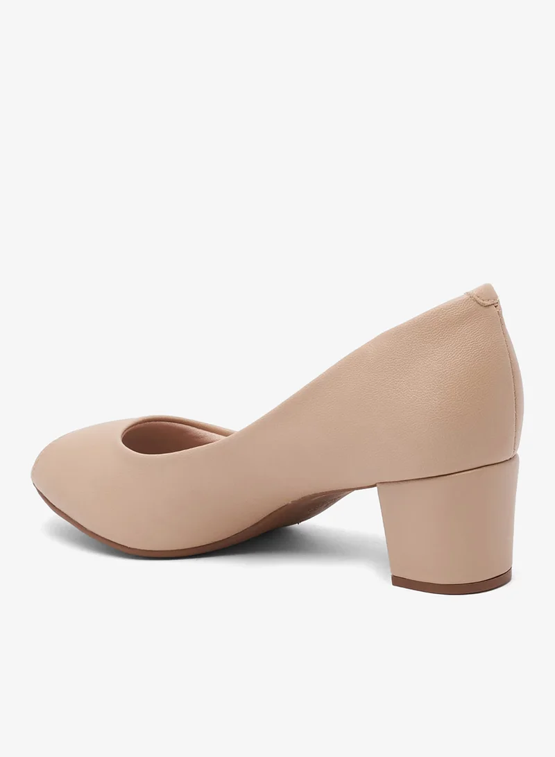 Beira Rio Beige Mid Heels Shoes for Women – Classic Mid Heel Pumps for Girls & Ladies Office Wear for Women | Best Price UAE