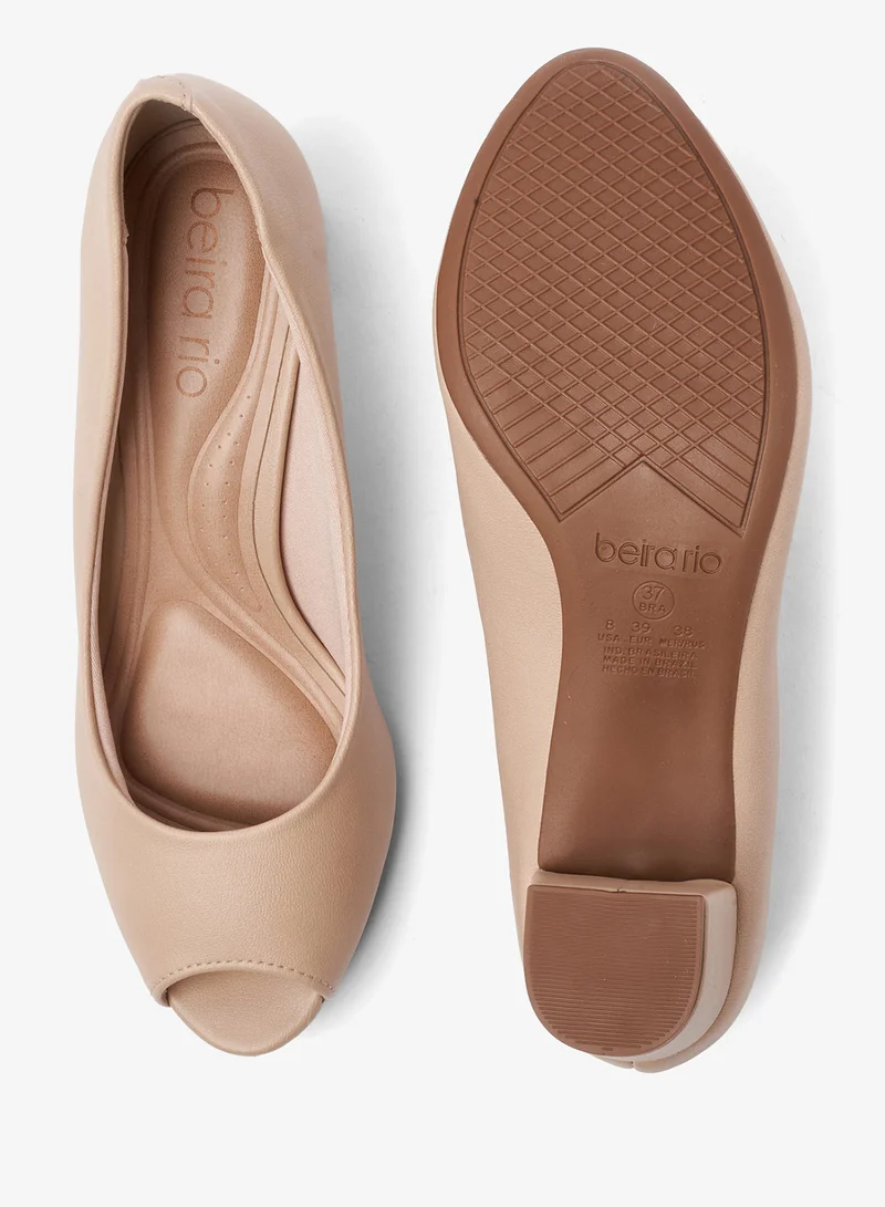 Beira Rio Beige Mid Heels Shoes for Women – Classic Mid Heel Pumps for Girls & Ladies Office Wear for Women | Best Price UAE