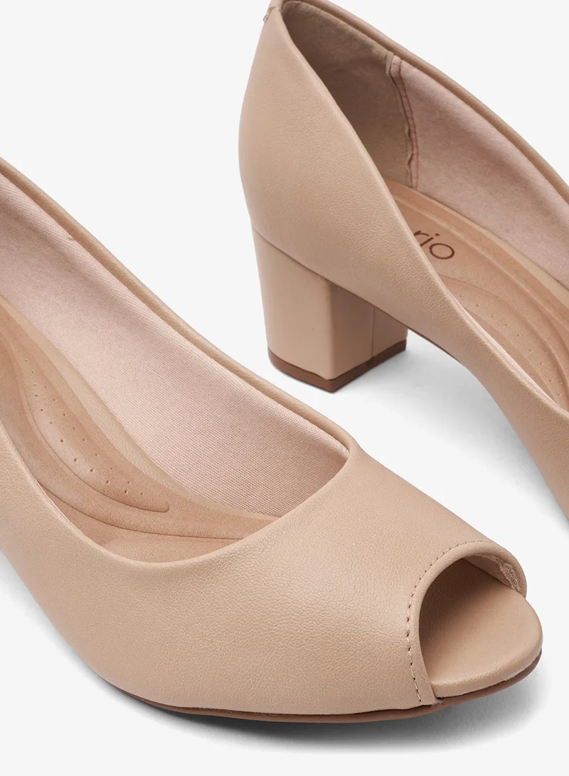 Beira Rio Beige Mid Heels Shoes for Women – Classic Mid Heel Pumps for Girls & Ladies Office Wear for Women | Best Price UAE