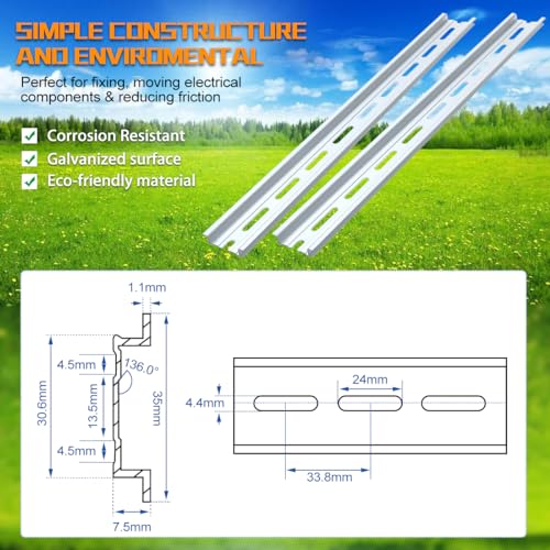 VAMRONE 6 Piece Aluminum DIN Rails, 4 Inches Long, 35mm Wide, 7.5mm High, Top Hat Slotted DIN Rail with RoHS, Extra Premium Screws Included for Hardware Components Mounting - Image 4