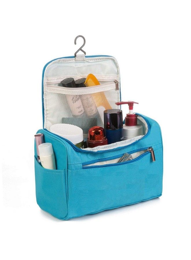 EAYIRA 18 Cms Travel Toiletry Kit Bag Cosmetic Bag With Hook For Travel Makeup Organiser Cosmetic Pouch Household Grooming Kit Makeup Bag For Women (Blue) - Image 3