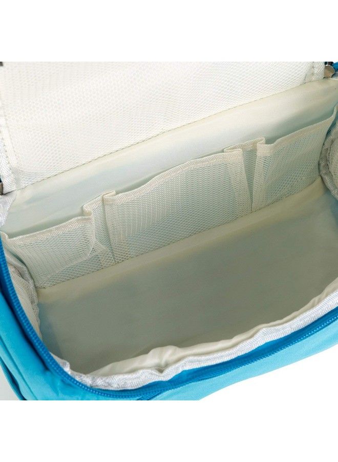 EAYIRA 18 Cms Travel Toiletry Kit Bag Cosmetic Bag With Hook For Travel Makeup Organiser Cosmetic Pouch Household Grooming Kit Makeup Bag For Women (Blue) - Image 5