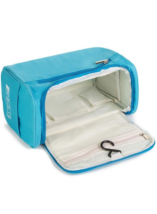 EAYIRA 18 Cms Travel Toiletry Kit Bag Cosmetic Bag With Hook For Travel Makeup Organiser Cosmetic Pouch Household Grooming Kit Makeup Bag For Women (Blue) - Image 1