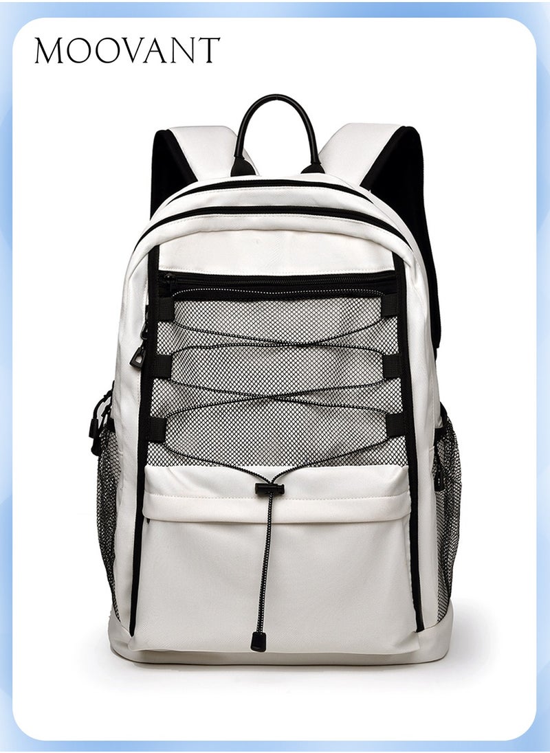 Moovant Casual Travel Backpack, Unisex Large Capacity Business Laptop Backpack, New Fashion Decor Lashing Rope Design Trendy Schoolbag, Travel Bag, Commute Double Canvas Backpack  - Image 1