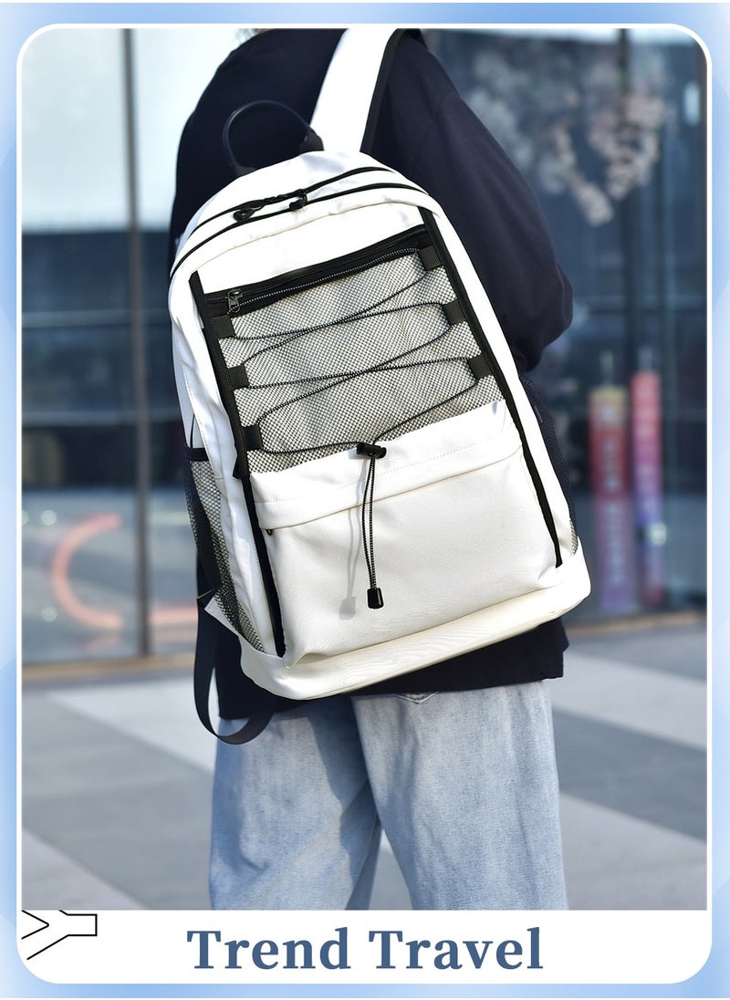 Moovant Casual Travel Backpack, Unisex Large Capacity Business Laptop Backpack, New Fashion Decor Lashing Rope Design Trendy Schoolbag, Travel Bag, Commute Double Canvas Backpack  - Image 2