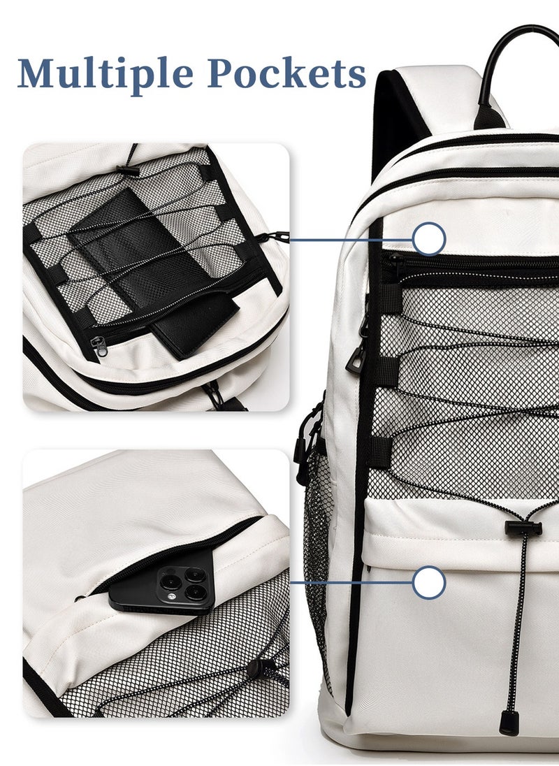 Moovant Casual Travel Backpack, Unisex Large Capacity Business Laptop Backpack, New Fashion Decor Lashing Rope Design Trendy Schoolbag, Travel Bag, Commute Double Canvas Backpack  - Image 5