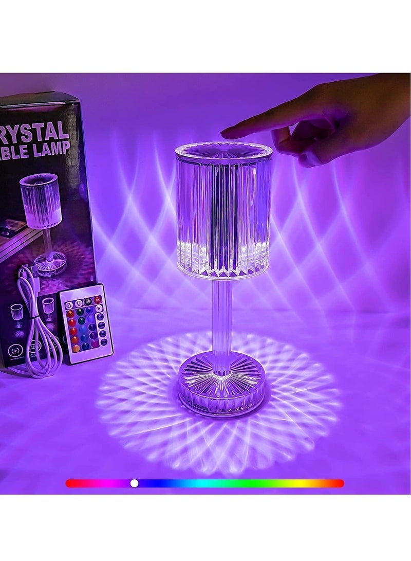 Raxoom Touching Control Gatsby Crystal Lamp, 16 Colors Changing RGB Touch Lamp , Acrylic Table Lamp with Remote Control, Diamond Bedside Lamp for Nightstand, Living Room, Bedroom, Party Decor - Image 1