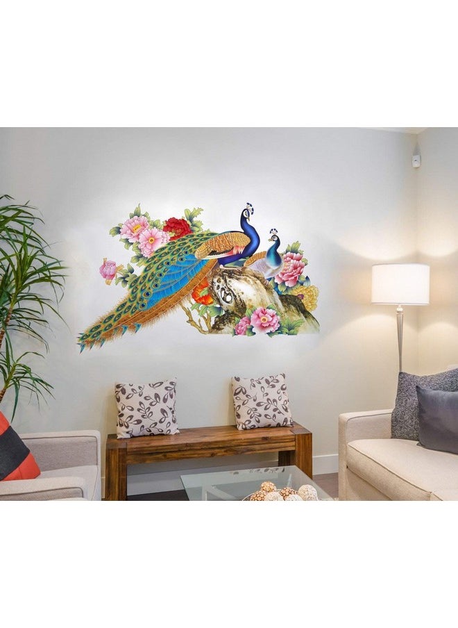 Decals Design Decals Design 'Peacock Birds Nature' Wall Sticker (PVC Vinyl, 60 cm x 90 cm),Multicolour  - Image 1