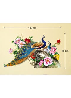 Decals Design Decals Design 'Peacock Birds Nature' Wall Sticker (PVC Vinyl, 60 cm x 90 cm),Multicolour  - Image 2