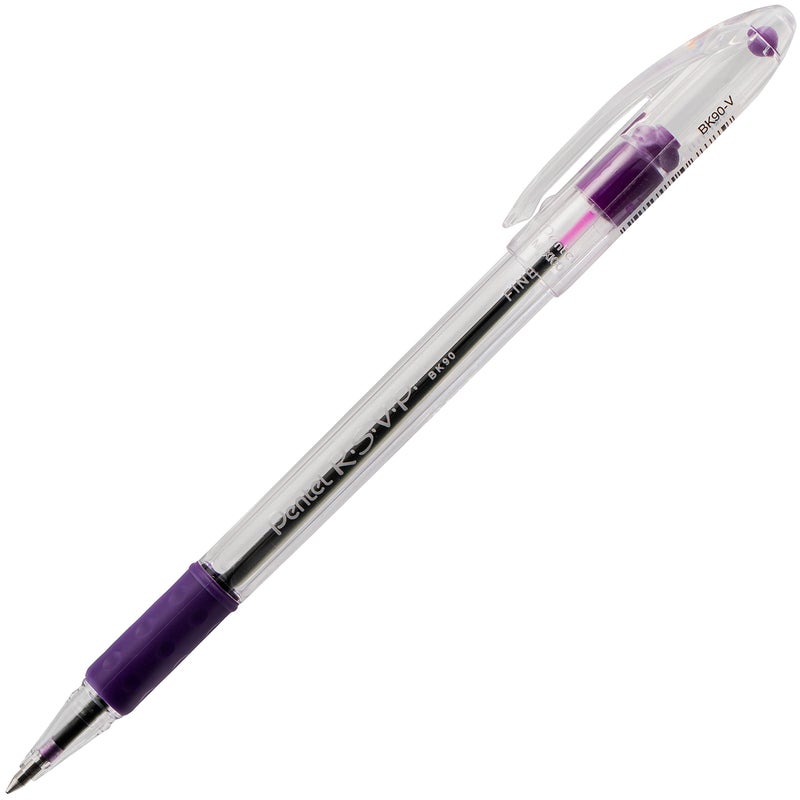 Pentel قلم حبر جاف بنتل R.S.V.P.، خط رفيع، حبر بنفسجي، عبوة 2 (BK90BP2V) - Image 2