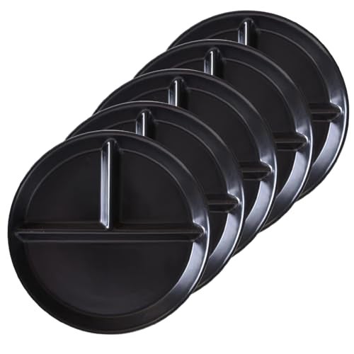 LRUUIDDE (5 Pack) Portion Control Plate for Balanced Eating, 9" Unbreakable Divided Plates,3 Compartment Round Plates, Reusable Plastic Plates, BPA Free for Kids Adults Bariatric Diet (Black) - Image 2