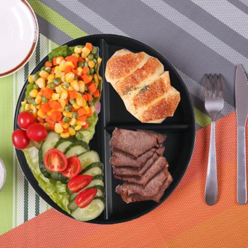 LRUUIDDE (5 Pack) Portion Control Plate for Balanced Eating, 9" Unbreakable Divided Plates,3 Compartment Round Plates, Reusable Plastic Plates, BPA Free for Kids Adults Bariatric Diet (Black) - Image 4