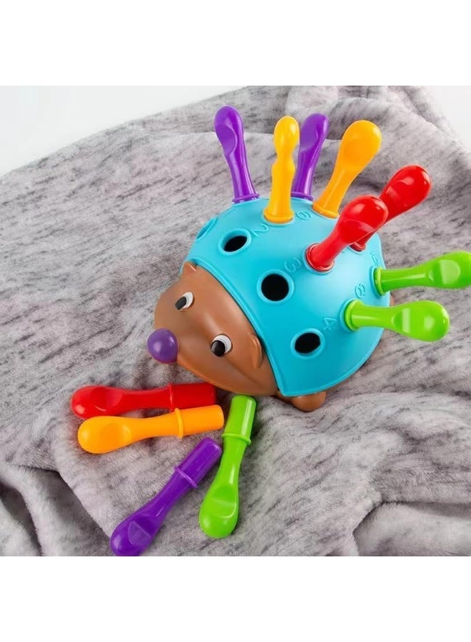 Hedgehog Shape & Color Sorting Toy for Toddlers – Educational Learning Toy with 12 Colorful Pegs for Fine Motor Skills, Color Recognition & Early Learning - Image 2