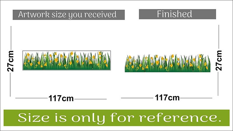 Akki Wold PVC Self-Adhesive Green Grass with Flower Wall Sticker for Kid's Living Room Bedroom for Home Hall Decor Wall Sticker (Size - 27 cm X 90 cm) - Image 4