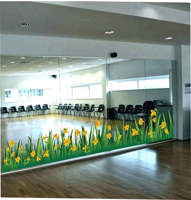 Akki Wold PVC Self-Adhesive Green Grass with Flower Wall Sticker for Kid's Living Room Bedroom for Home Hall Decor Wall Sticker (Size - 27 cm X 90 cm) - Image 3