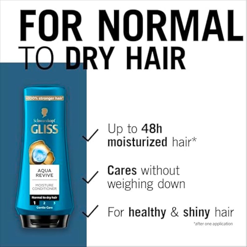 Gliss Aqua Revive Moisture Conditioner, 360ml — Enhance your hair's moisture levels with this ultimate hydrating conditioner for soft, manageable, and shiny hair - Image 3