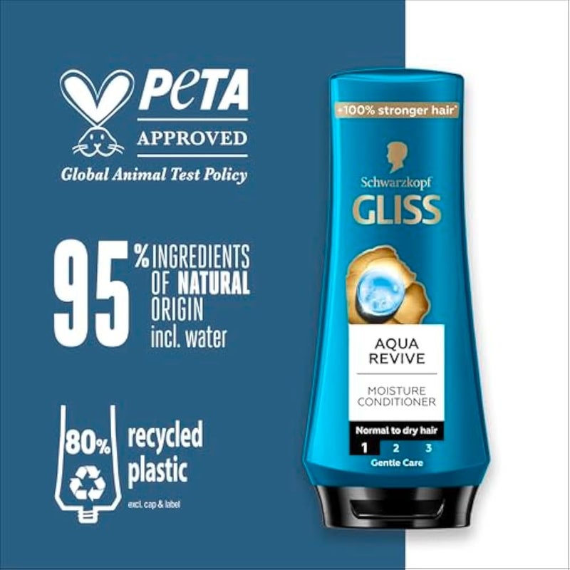 Gliss Aqua Revive Moisture Conditioner, 360ml — Enhance your hair's moisture levels with this ultimate hydrating conditioner for soft, manageable, and shiny hair - Image 4