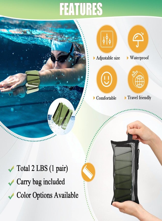 BECOJADDE Wrist Weights for Women At Home 1Lb Ankle Weights Set of 2 Adjustable Weighted Wristbands Arm Leg Weights for Women Men Suitable for Walking Swimming Running Pilates Yoga Gym, Green - Image 3