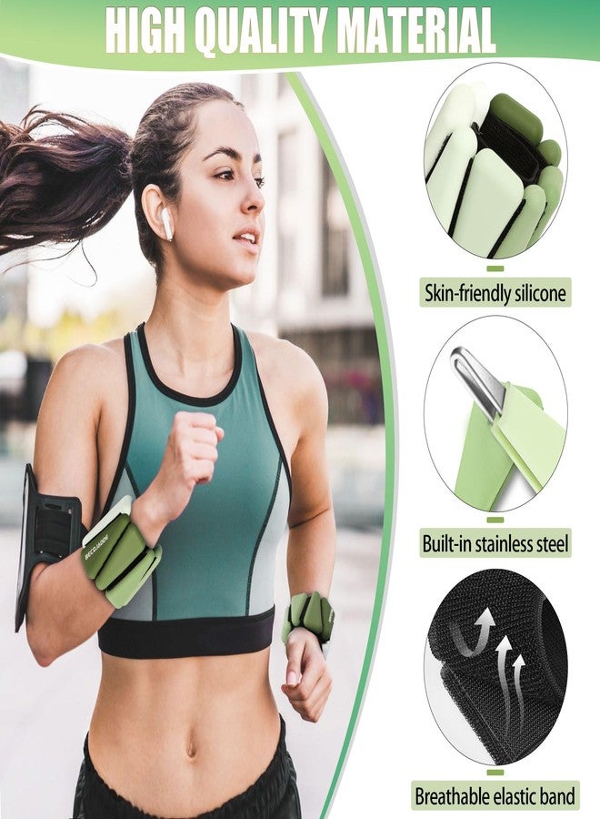 BECOJADDE Wrist Weights for Women At Home 1Lb Ankle Weights Set of 2 Adjustable Weighted Wristbands Arm Leg Weights for Women Men Suitable for Walking Swimming Running Pilates Yoga Gym, Green - Image 5