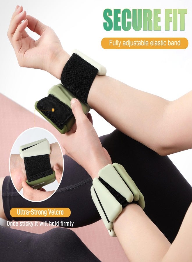 BECOJADDE Wrist Weights for Women At Home 1Lb Ankle Weights Set of 2 Adjustable Weighted Wristbands Arm Leg Weights for Women Men Suitable for Walking Swimming Running Pilates Yoga Gym, Green - Image 4