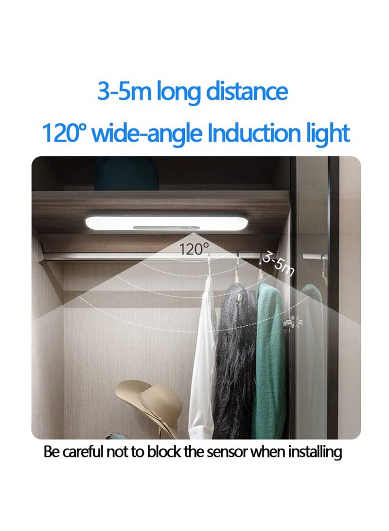 SYOSI 30CM Motion Sensor Closet Light, 59 LED Lights, 2 Working Modes, Brightness Adjustable, 2200mAh Rechargeable LED Wardrobe Cupboard Light for Bedroom, Kitchen, Hallway, White Light - Image 3