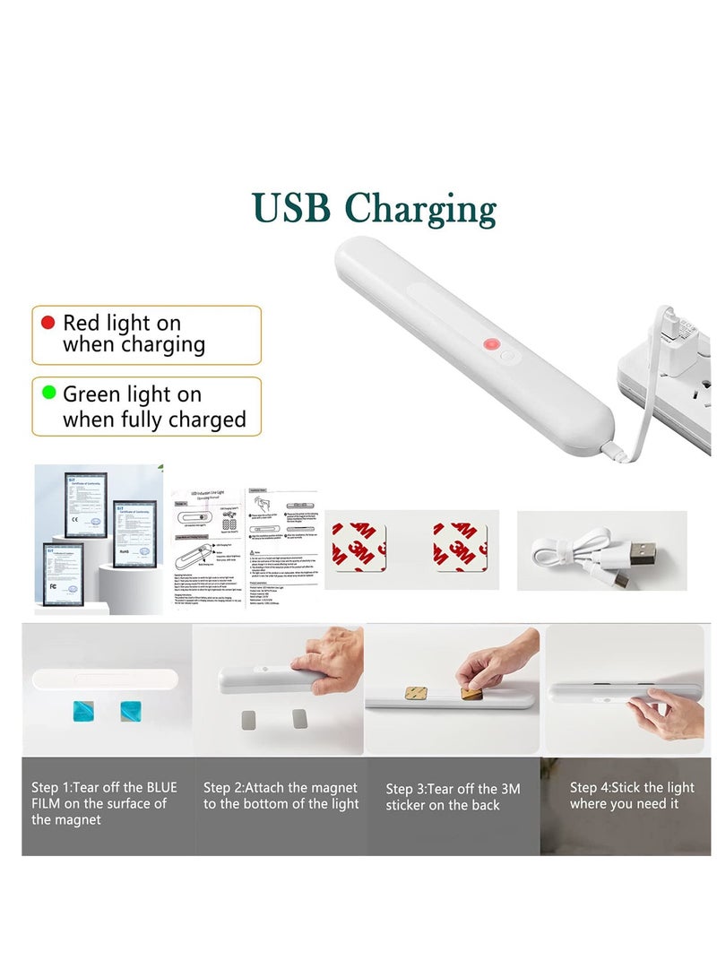 SYOSI 30CM Motion Sensor Closet Light, 59 LED Lights, 2 Working Modes, Brightness Adjustable, 2200mAh Rechargeable LED Wardrobe Cupboard Light for Bedroom, Kitchen, Hallway, White Light - Image 5