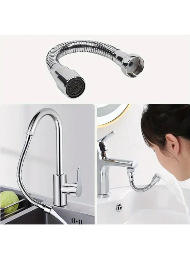 11.81 Inch Silvery Heavy Duty Bendable Faucet Extension Tube Leak Proof Connection - Image 2