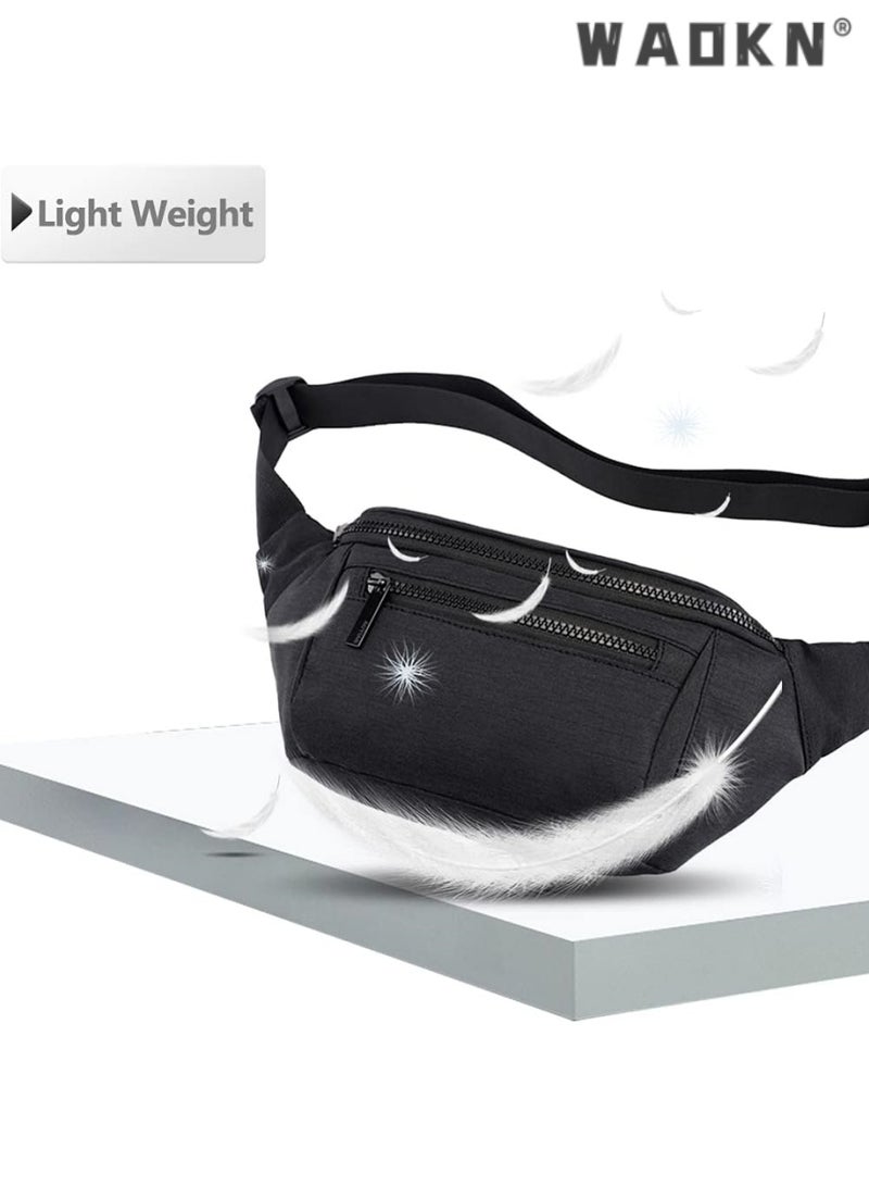 WAOKN Versatile Waist Bag for Men & Women, Portable Crossbody Belt Bag, Suitable for Travel, Running & Cycling, Large Capacity Design for Easy Storage of Phone & Wallet, Fashionable Black Color  - Image 5