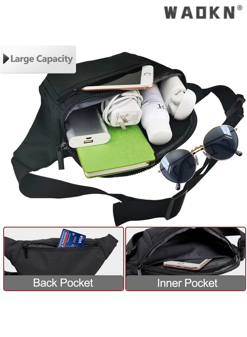 WAOKN Versatile Waist Bag for Men & Women, Portable Crossbody Belt Bag, Suitable for Travel, Running & Cycling, Large Capacity Design for Easy Storage of Phone & Wallet, Fashionable Black Color  - Image 3