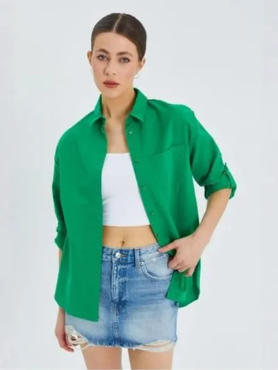 MixRay Mixray Long Sleeve Button-Up Shirt with Pocket