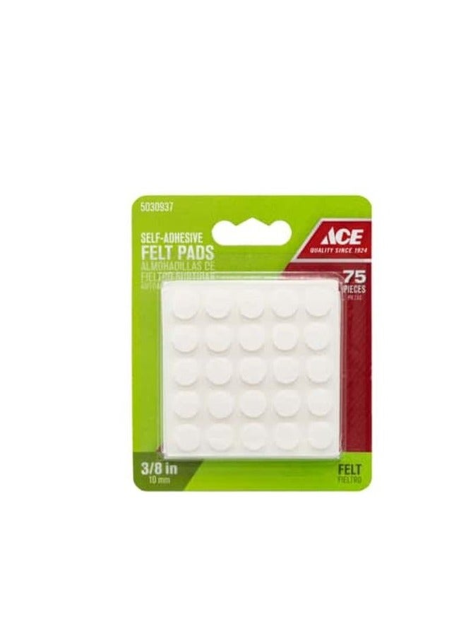 آيس مجموعة وسادات لباد أكريليك ذاتية اللصق مكونة من 75 قطعة باللون الأبيض مقاس 3/8 بوصة 9957