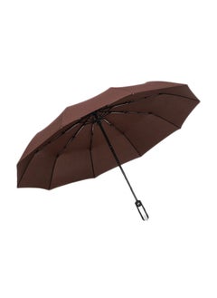10-Rib Automatic Tri-fold Umbrella Brown