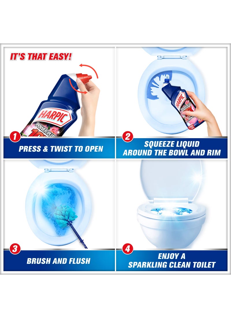Harpic Power Plus Toilet Cleaner 10X Better Than Bleach Kills 99.9 Percent Germs Floral Fragrance - Image 4