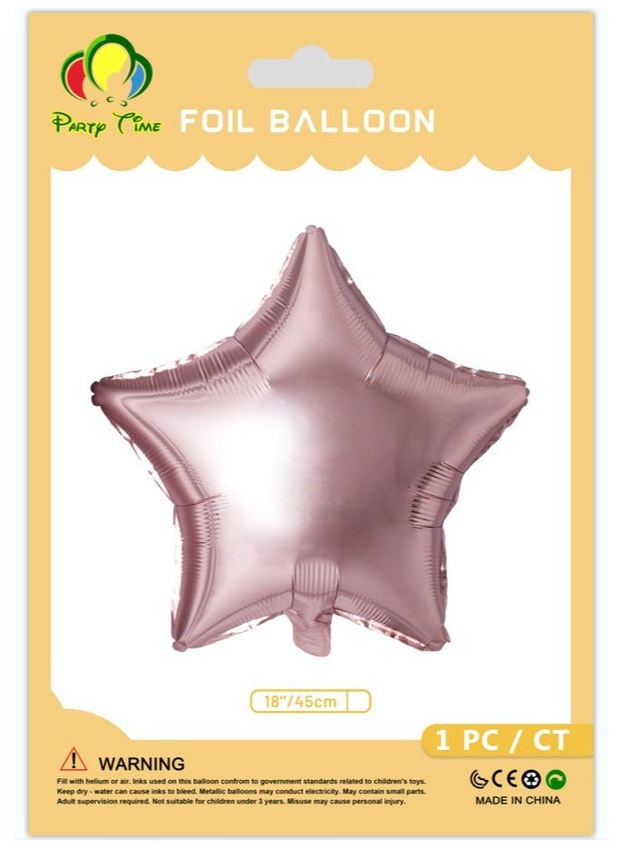 Party Time 1 Piece Star Shape Foil Balloon 18 Inch Shiny Rose Gold Color Party Decoration Supply