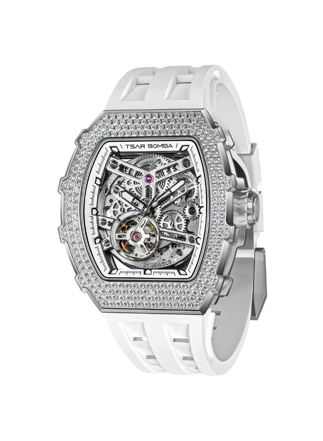 تسار بومبا ساعة القيصر بومبا للرجال آلية الهيكل العظمي التلقائي ساعة برميل الياقوت الزفير الفاخرة مقاومة للماء 50 متر دائمة العلامة التجارية الغوص المستطيل الرياضة الهدية العسكرية الرجل - Image 2