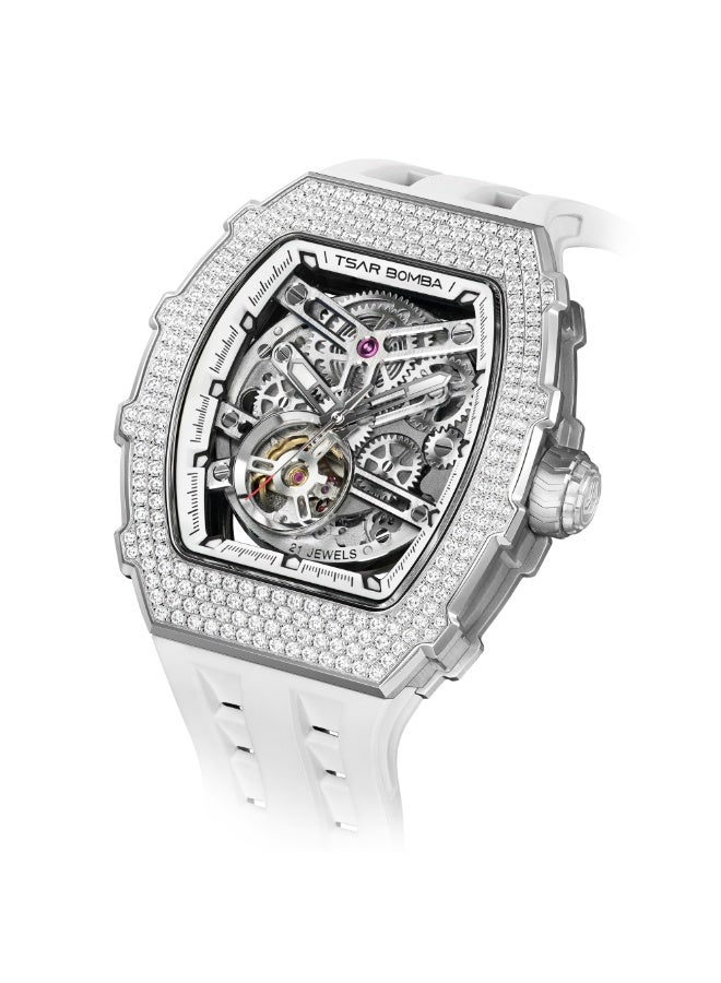 تسار بومبا ساعة القيصر بومبا للرجال آلية الهيكل العظمي التلقائي ساعة برميل الياقوت الزفير الفاخرة مقاومة للماء 50 متر دائمة العلامة التجارية الغوص المستطيل الرياضة الهدية العسكرية الرجل - Image 3