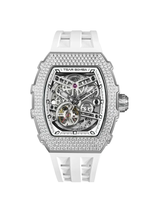 Tsar Bomba Men's Watch Automatic Skeleton Mechanism Watch Luxury Sapphire Barrel Waterproof 50 m Durable Brand Rectangular Diving Sport Military Gift Man