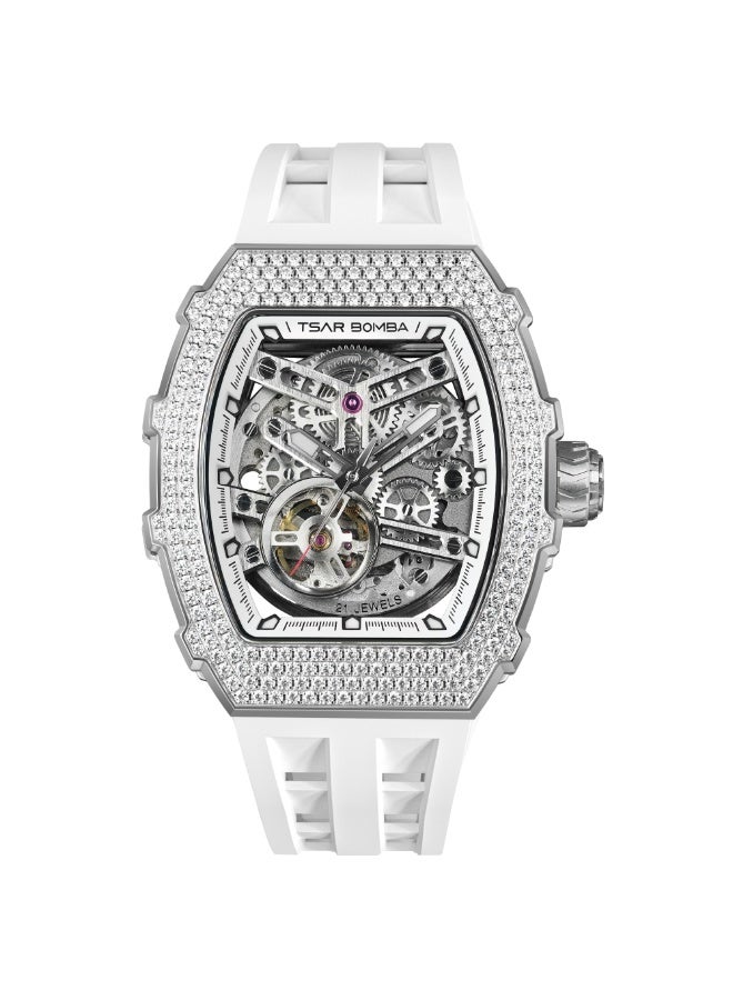 تسار بومبا ساعة القيصر بومبا للرجال آلية الهيكل العظمي التلقائي ساعة برميل الياقوت الزفير الفاخرة مقاومة للماء 50 متر دائمة العلامة التجارية الغوص المستطيل الرياضة الهدية العسكرية الرجل - Image 1