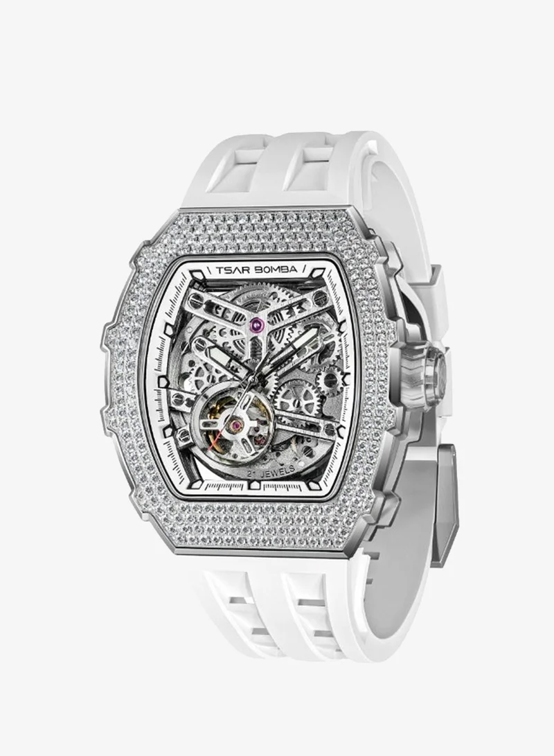 Tsar Bomba Tsar Bomba Men's Watch Automatic Skeleton Mechanism Watch Luxury Sapphire Barrel Waterproof 50 m Durable Brand Rectangular Diving Sport Military Gift Man