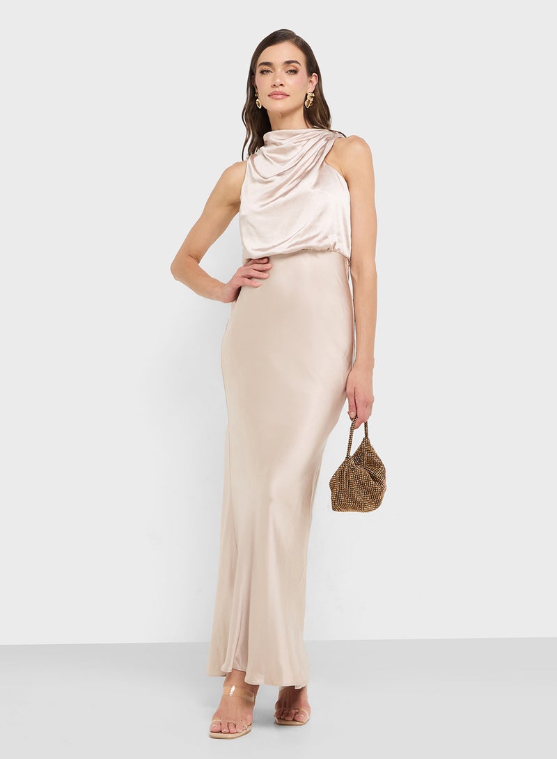 Style Cheat Satin Cowl Neck Dress - Image 4