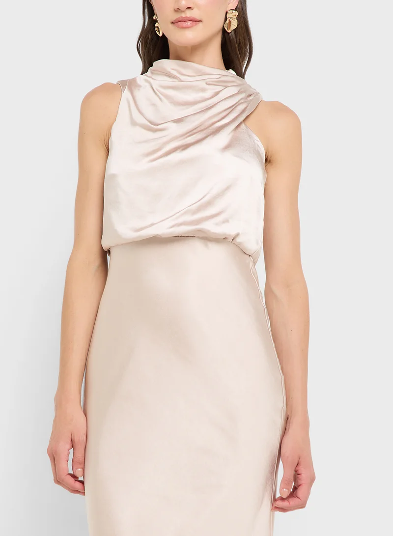 Style Cheat Satin Cowl Neck Dress