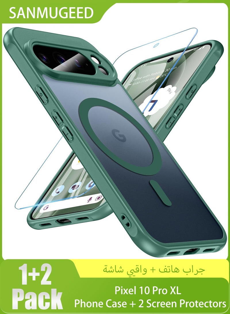 سانموجيد جراب مغناطيسي لهاتف Google Pixel 10 Pro XL 2025 مع واقي شاشة، مناسب لـ MagSafe، غطاء خلفي نحيف شفاف غير لامع مقاوم للصدمات لهاتف Pixel 10 Pro XL - Image 1