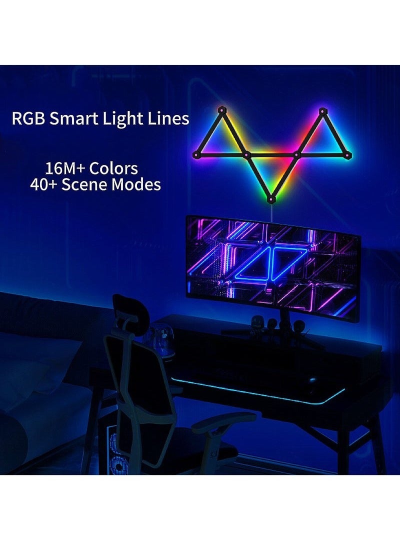 إج مصابيح LED الجدارية الذكية مع اتصال WiFi،  قابلة للتعتيم، تتزامن مع الموسيقى، ويتم التحكم بها عبر التطبيق  - مثالية لتزيين غرف الألعاب والديكور الداخلي - 9 قطع - أبيض - Image 4